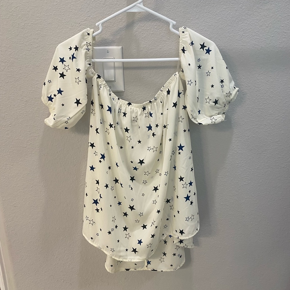 Star Print Off Shoulder Top